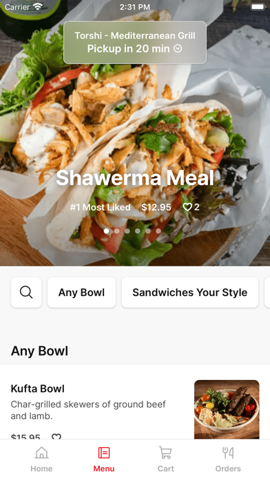 Torshi - Mediterranean Grill iPhone screenshot 2 - Food & Drink app