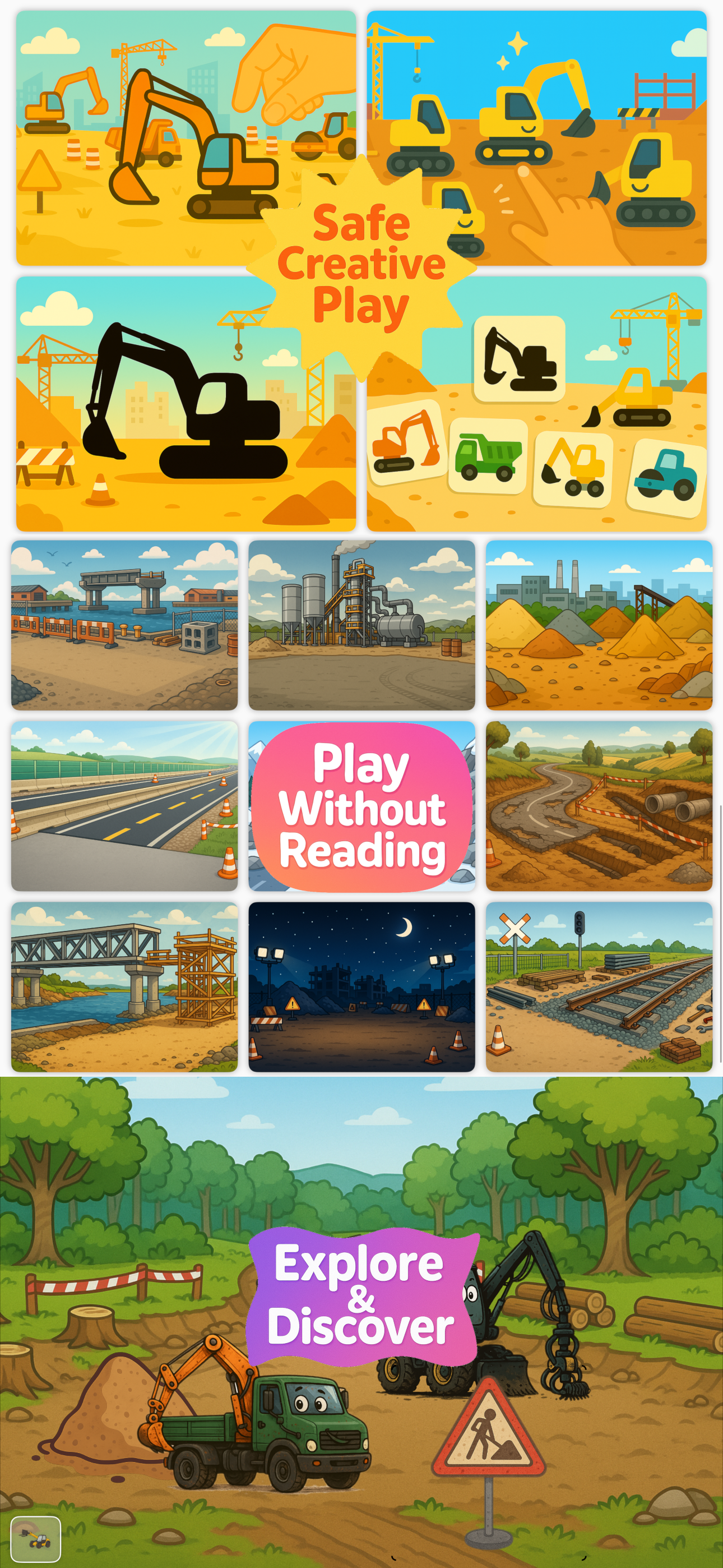 Digger Sticker Games for Kids