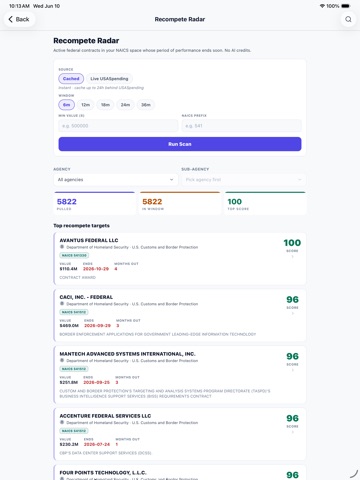 PursuitAI GovCon iPad screenshot