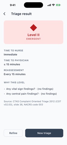CTAS Triage iPhone screenshot