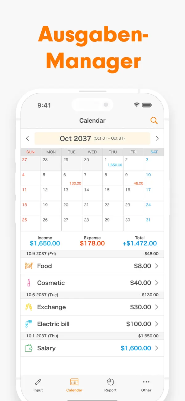 Ausgaben Manager - Money Note iPhone App Screenshot 2 – Finanzen