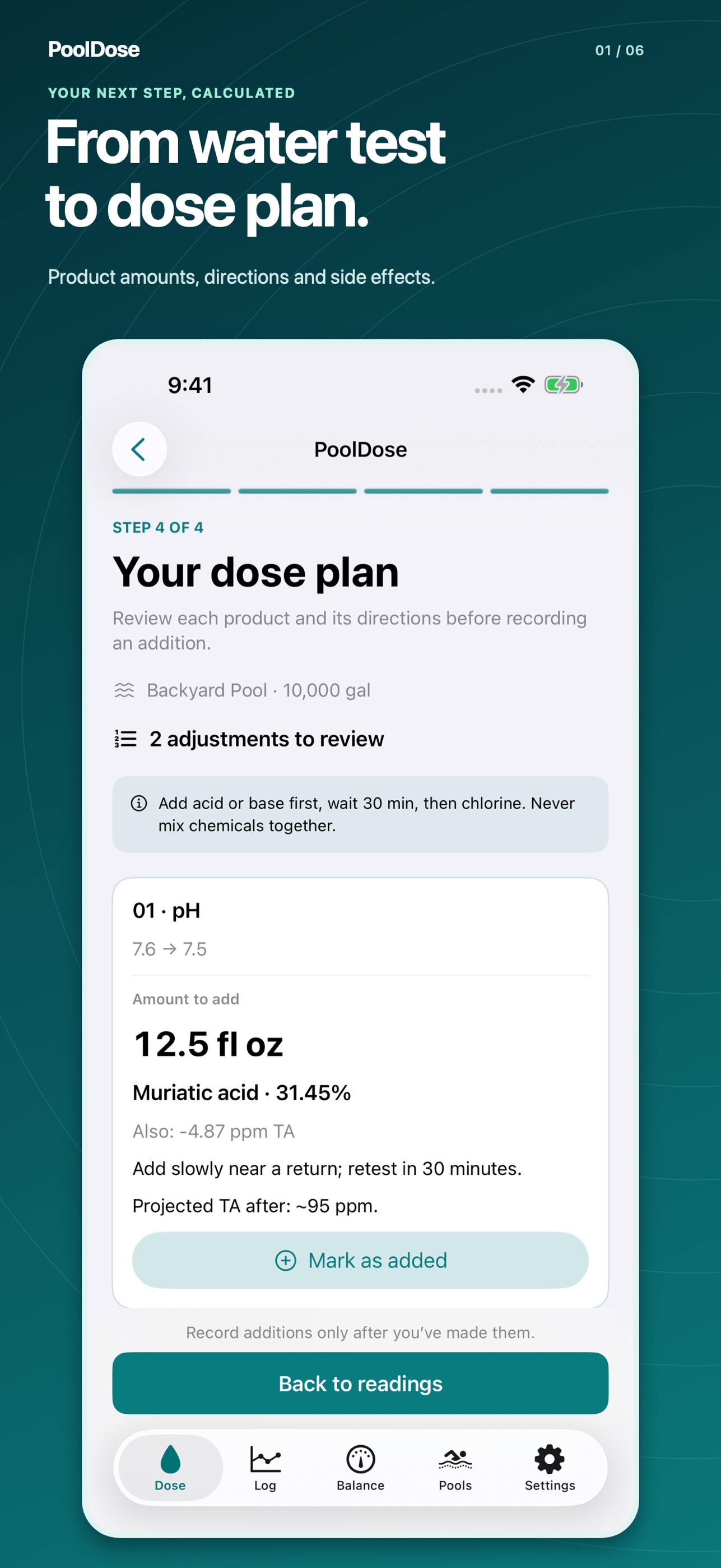 Screenshot 2 of PoolDose - Pool Chemistry Calc