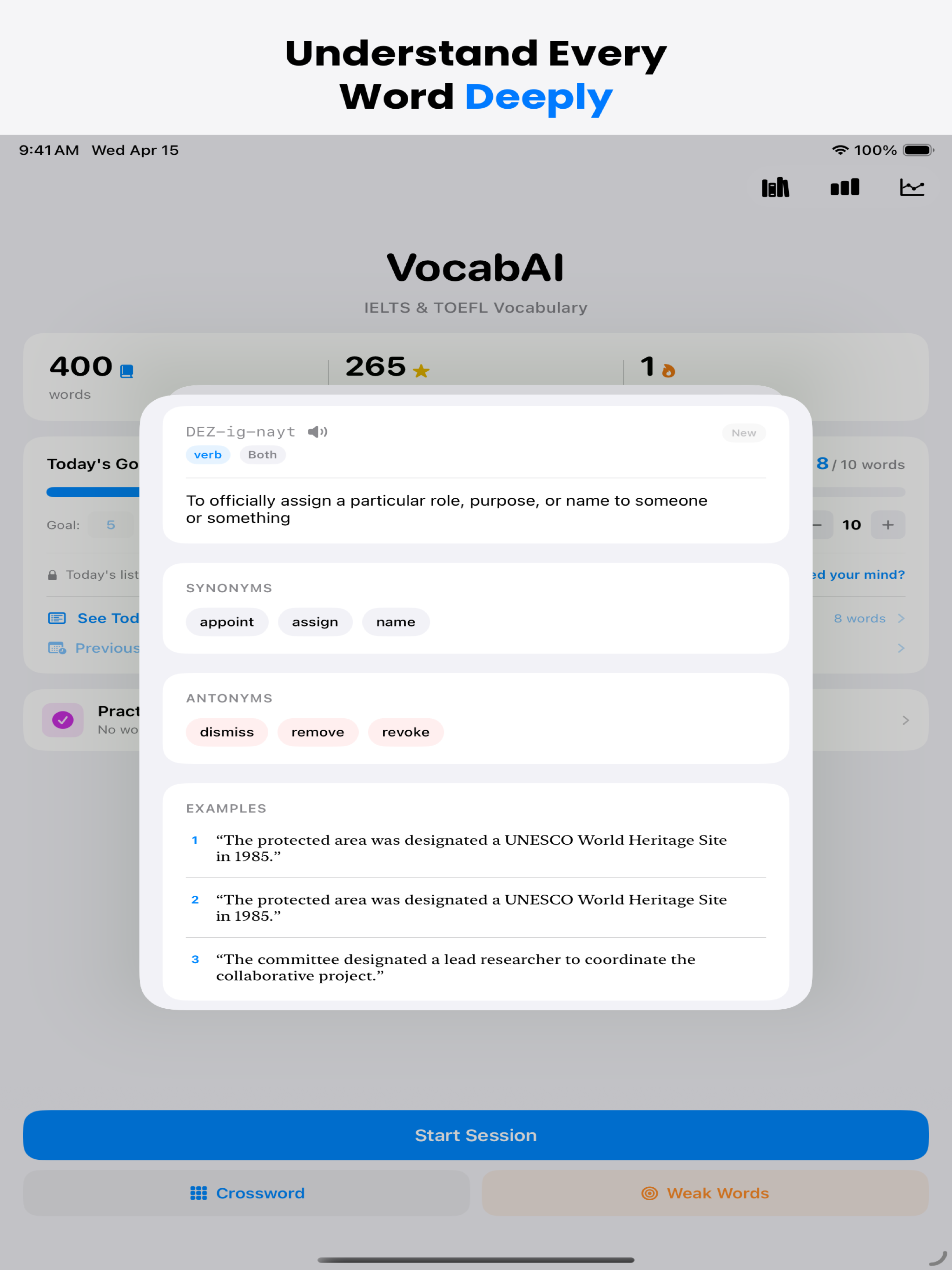 VocabAI: IELTS & TOEFL Words