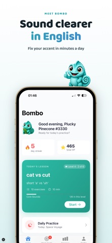 bombo: english accent training iPhone screenshot