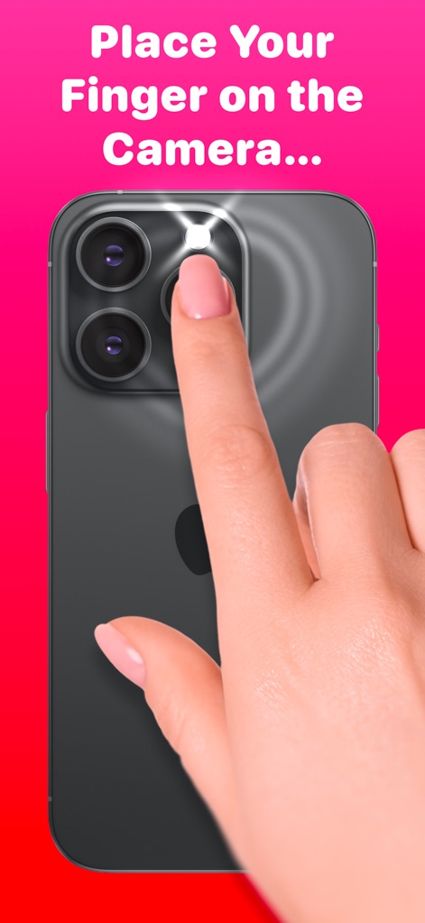 HeartApp: Heart Rate Monitor - This tool demonstrates its unique camera-based pulse measurement with clear instructions and a visual of a finger on the phone's camera.