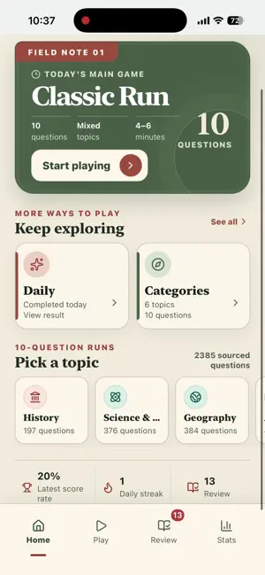 Curio:Daily Trivia screenshot 1