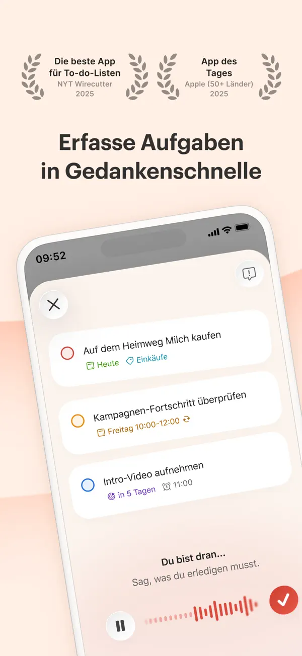 Todoist: To do list, Kalender iPhone App Screenshot 1 – Produktivität