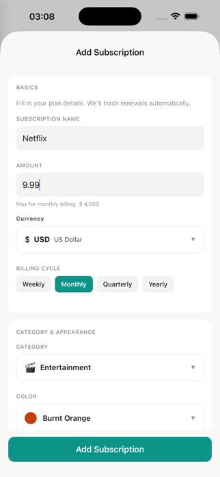 SubTrack: Subscription Vault Screenshot 1 of 5