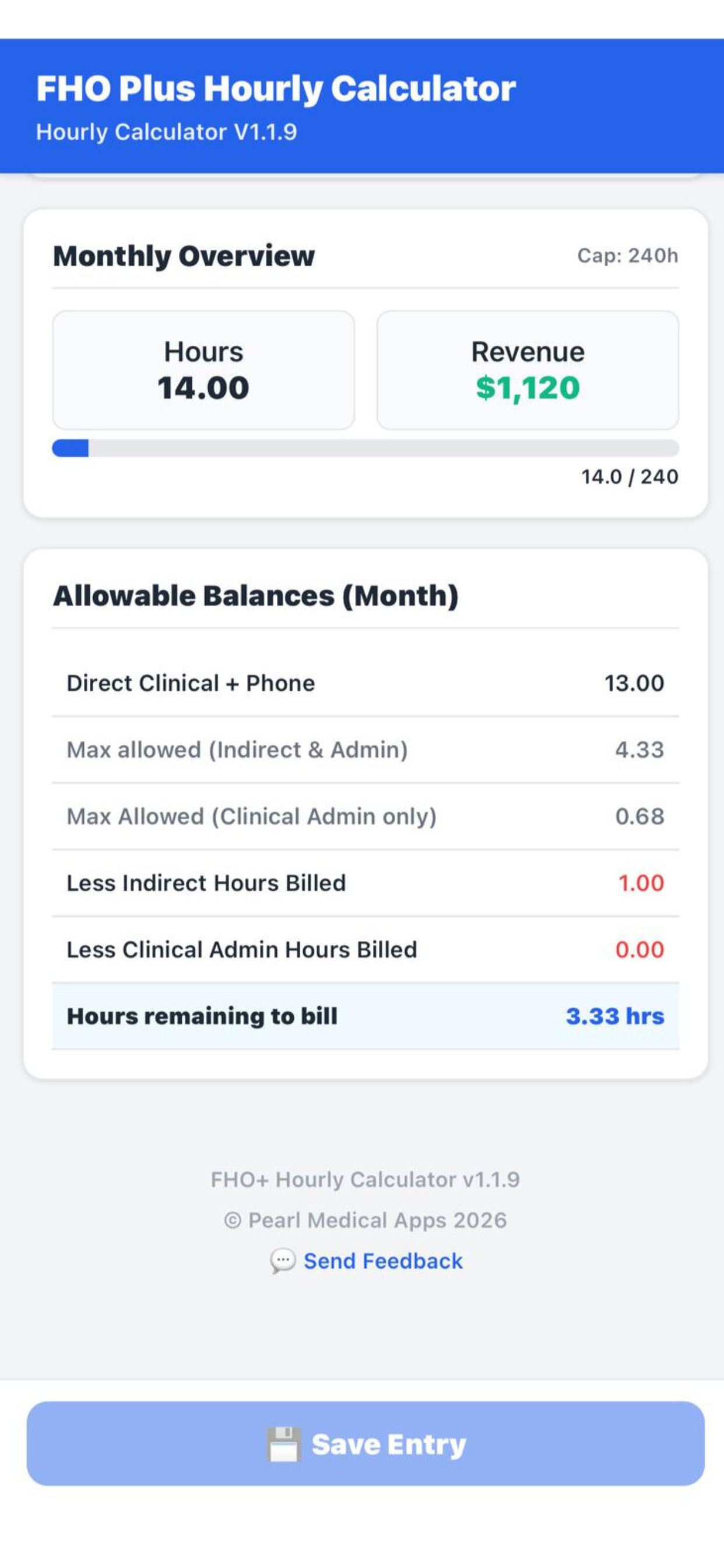 FHO+ Hourly Calculator