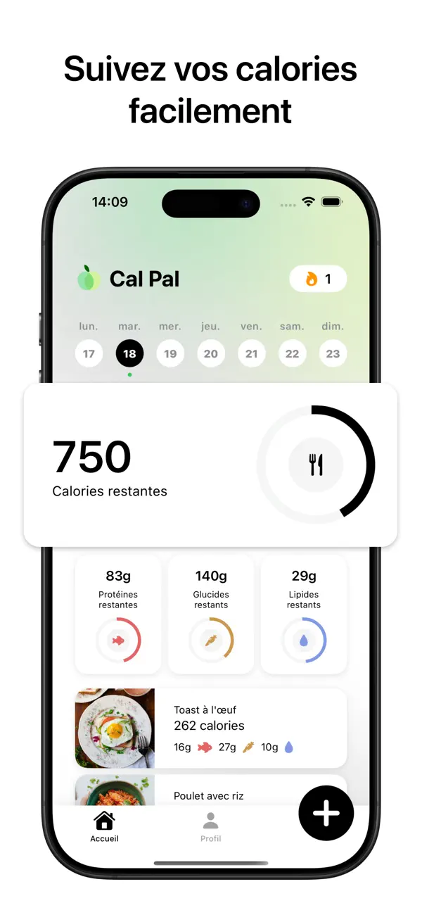Screenshot #1 pour Cal Pal - Compteur de calories