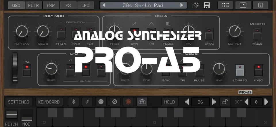 Capture d'écran de Pro-A5 Synth + AUv3 sur iPhone 1