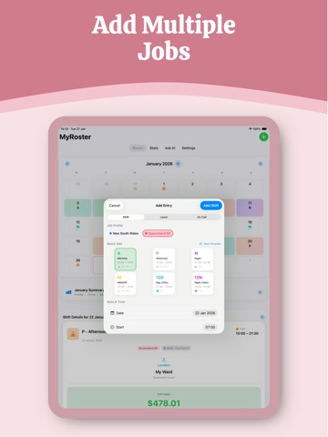 MyRoster - For Shift Workers iPad screenshot