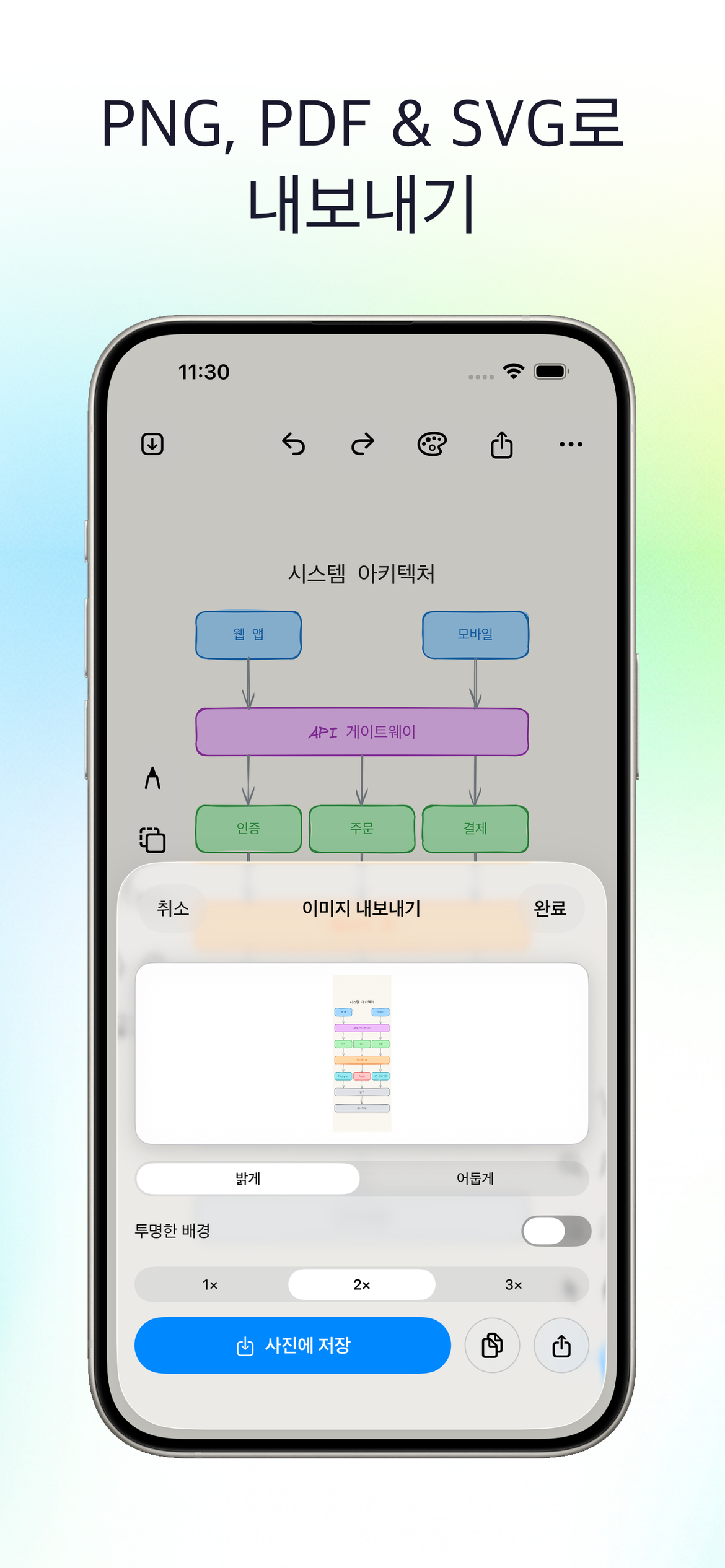 PNG, PDF, SVG로 내보내기