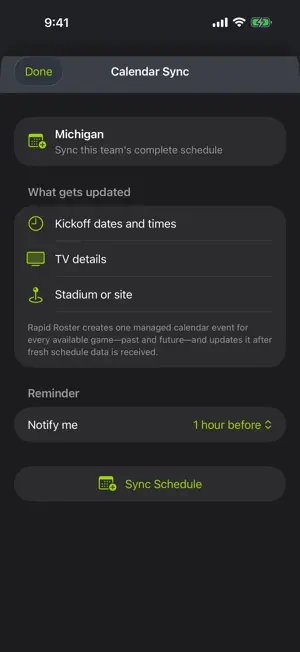 Michigan Football Schedules screenshot 2