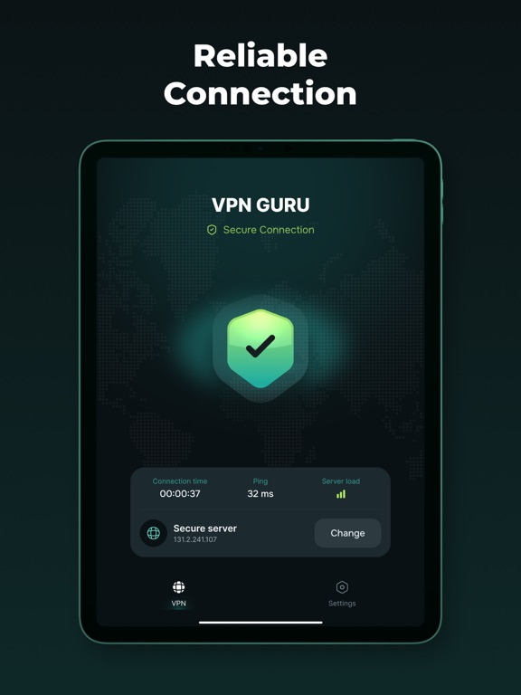 Guru VPN: Super Fast Unlimited iPad screenshot 1 - Productivity app