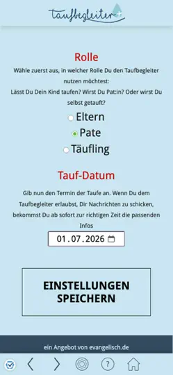 Screenshot von Taufbegleiter auf dem iPhone 4