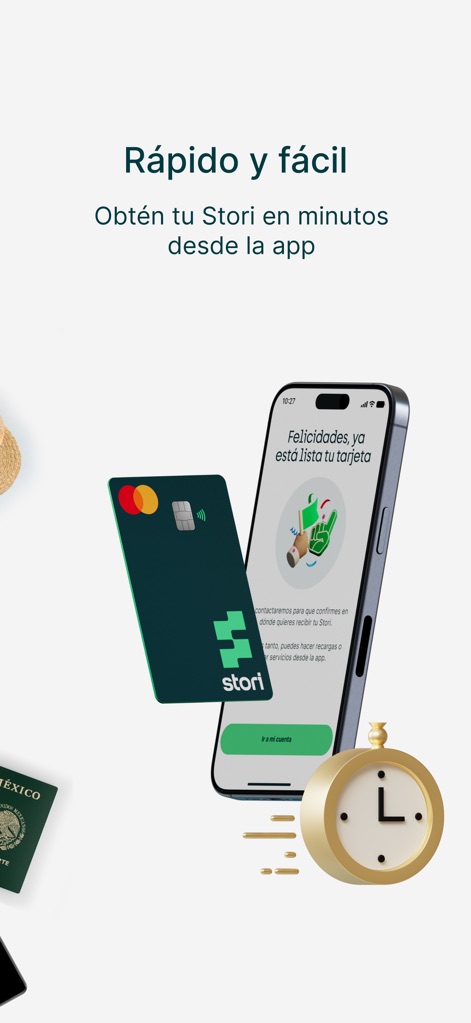 Stori - Crédito y Ahorro - This visual demonstrates the app's "quick approval process" within minutes, highlighting the "confirmation screen" for new cardholders and efficient setup.