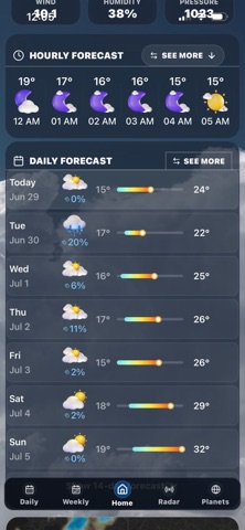 SkyFlow Weather iPhone screenshot