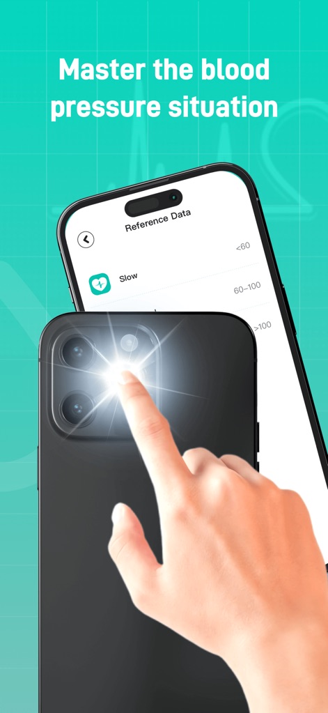 AlodBloodPressure:HealthRecord - Users can easily interpret their vital signs through the clear "Reference Data" display and its categorized numerical ranges.