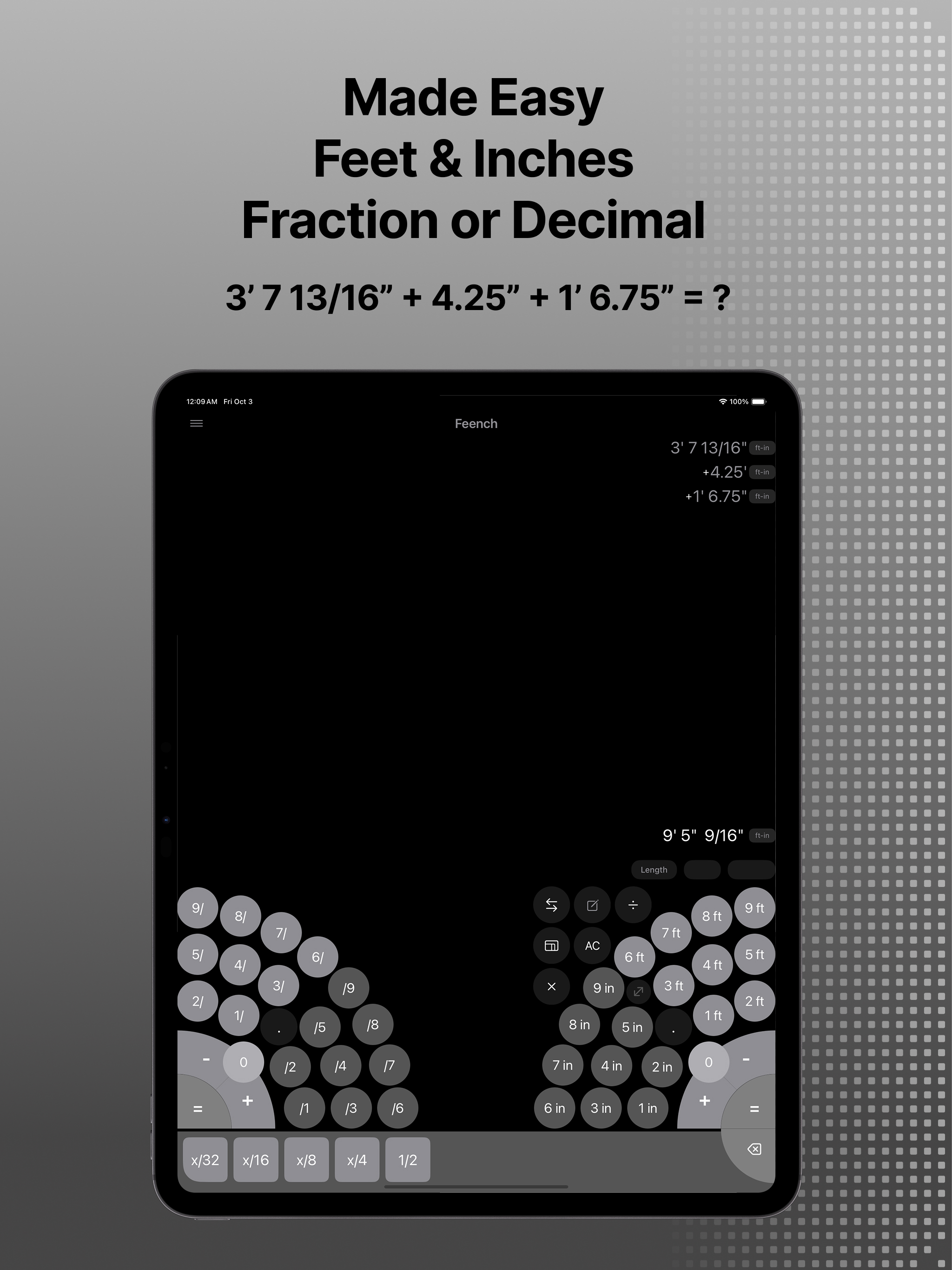 Feench: Feet Inch Calculator screenshot 5