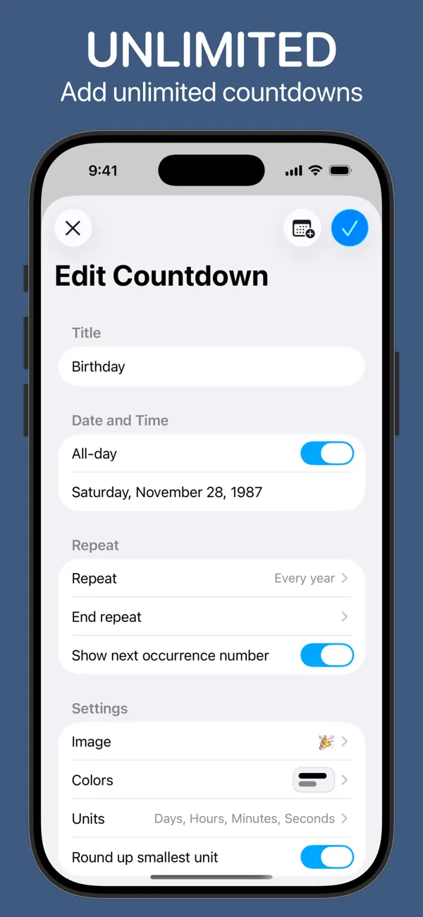 #3. Countdowns - Event Countdown (iOS) De: Shayes Apps LLC