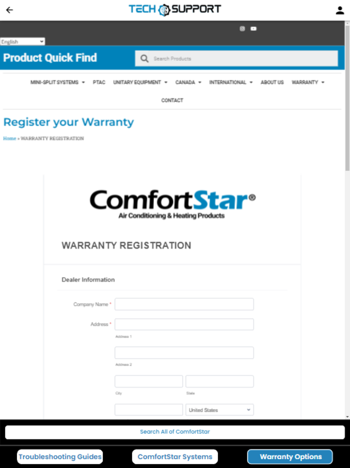 ComfortStar Tech Support