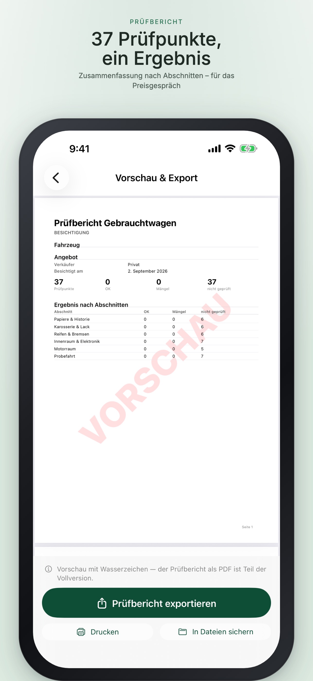 Screenshot 1 of Gebrauchtwagen Checkliste