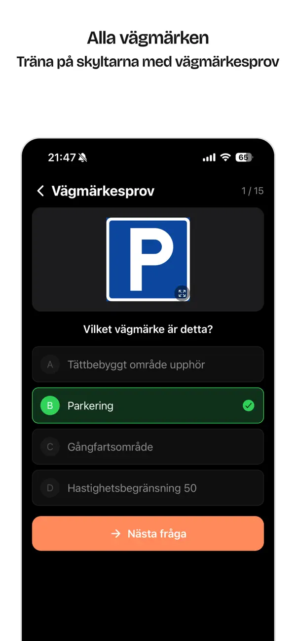 Screenshot #1 pour MinKörkort – MC Teoriprov