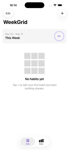 WeekGrid: 7-day habit matrix g screenshot