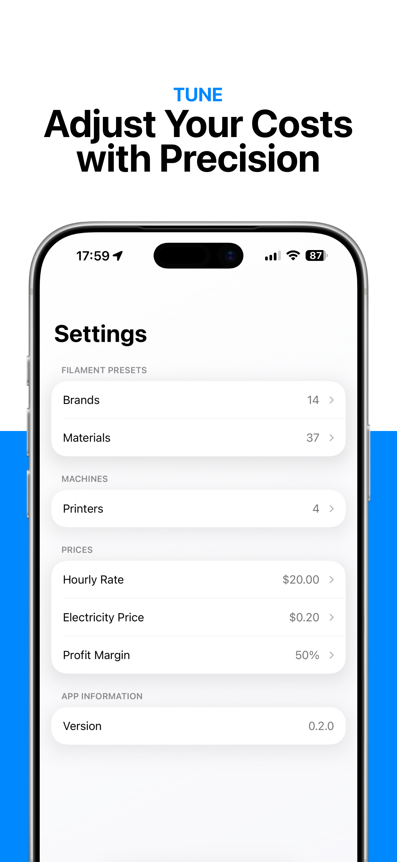 Spoolo: 3D Printing Calculator