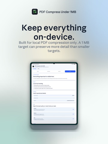 PDF Compress Under 1MB iPad screenshot