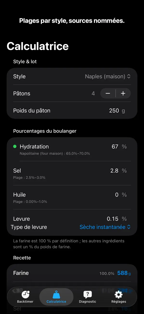 Screenshot #2 pour Crust : Calcul Pâte Pizza