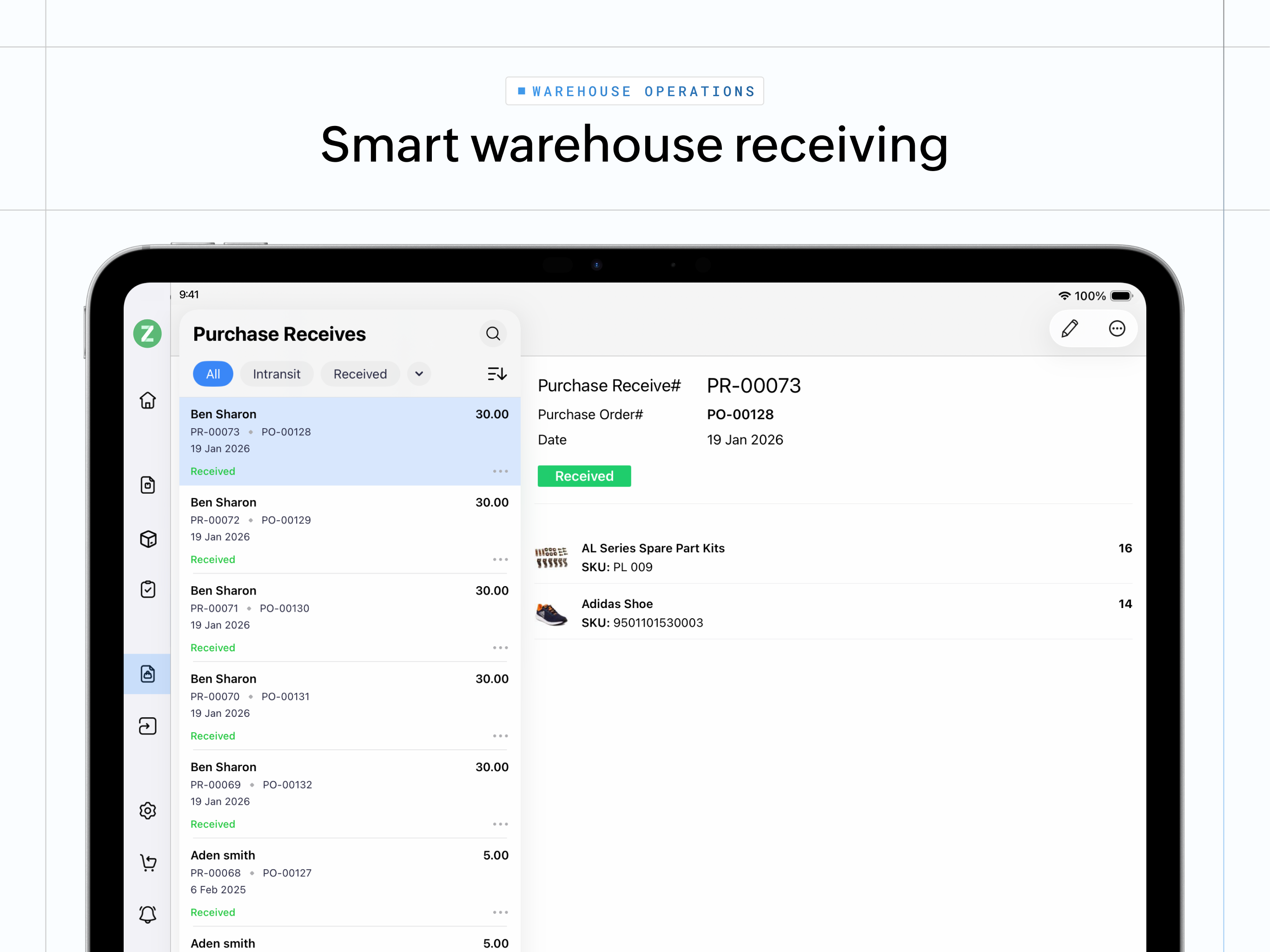 Warehouse Operations -Zoho ERP