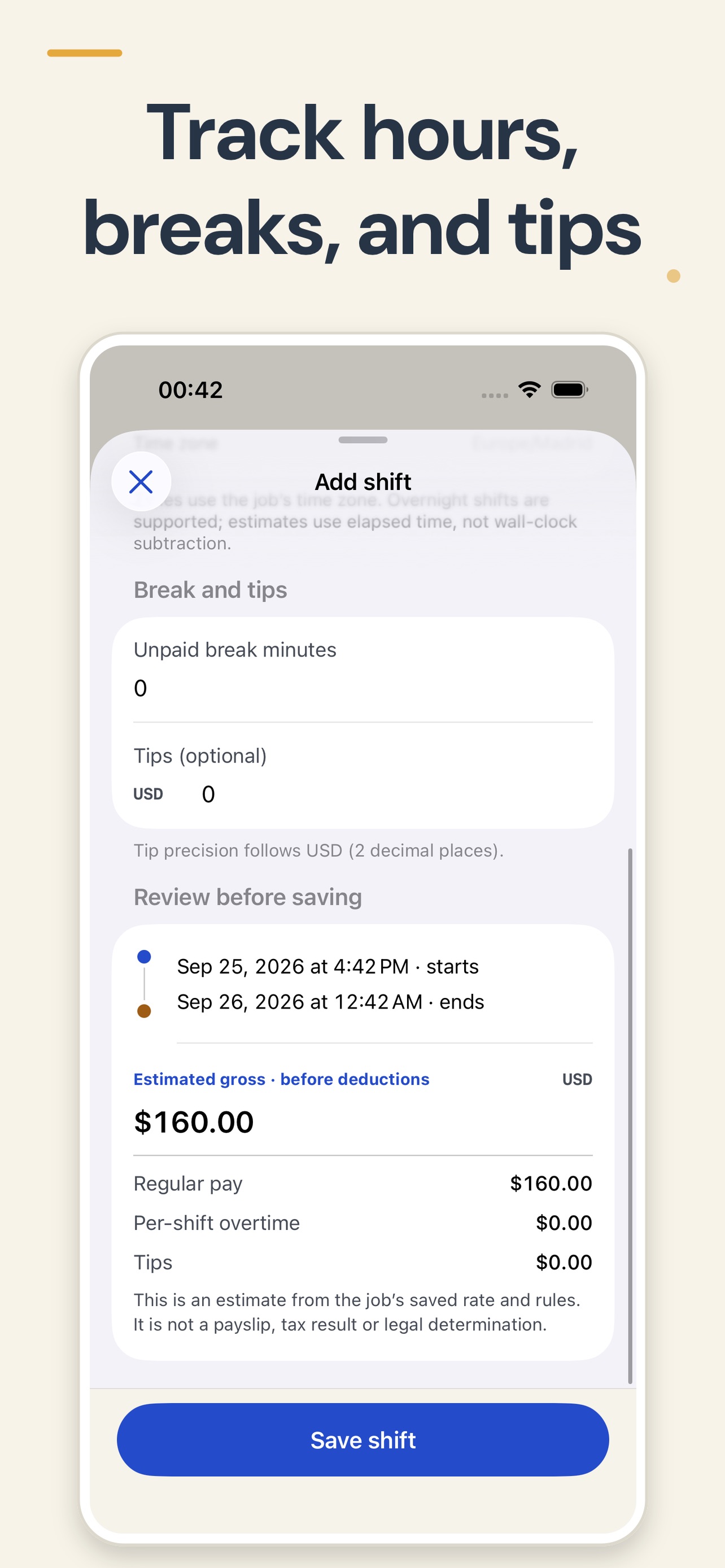 Screenshot 2 of Hours Tracker: Work Pay