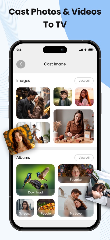 Smart View : Screen Cast - Nutzer können ihre gesamte Mediensammlung, einschließlich einzelner Bilder und organisierter Alben, bequem durchsuchen und direkt auf den Fernseher übertragen.