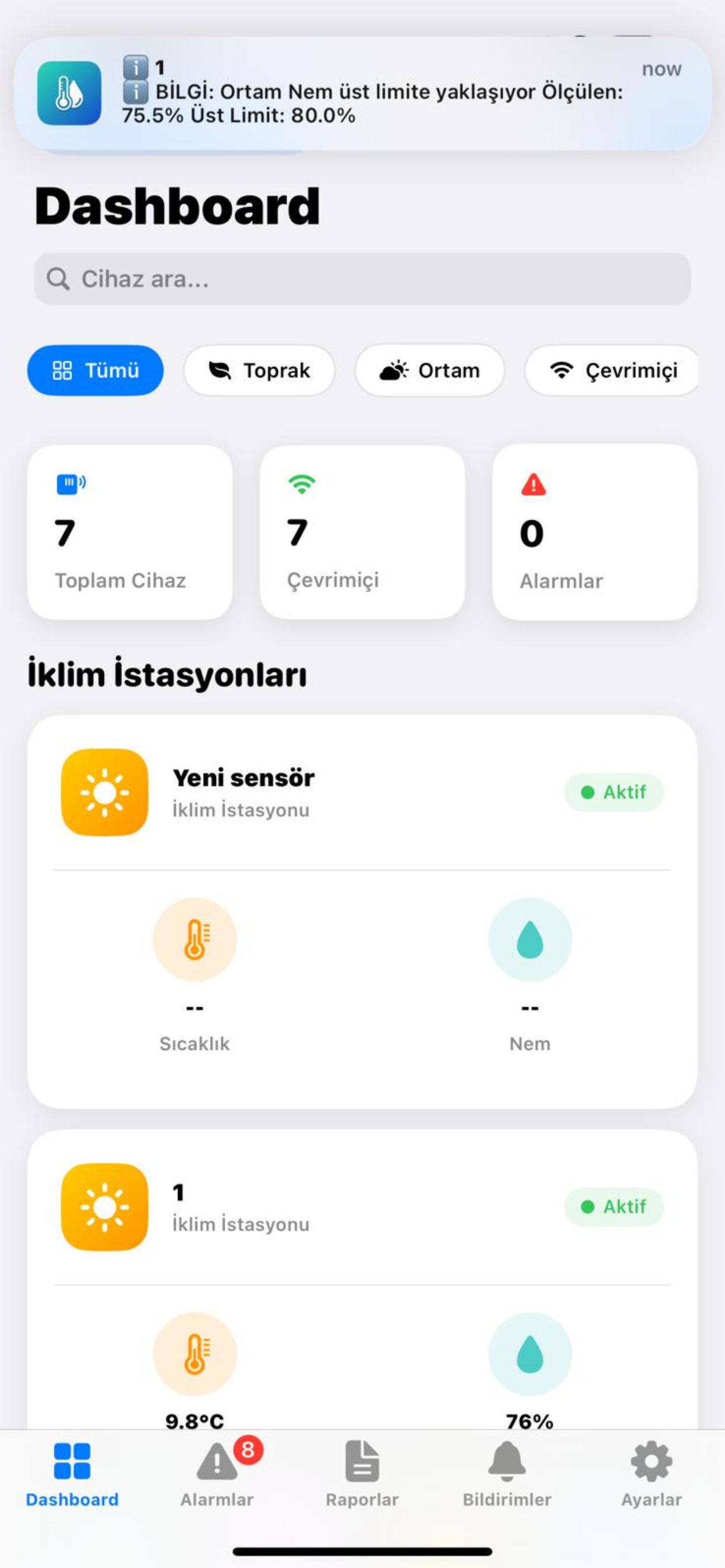 Esular Sıcaklık Nem Takip