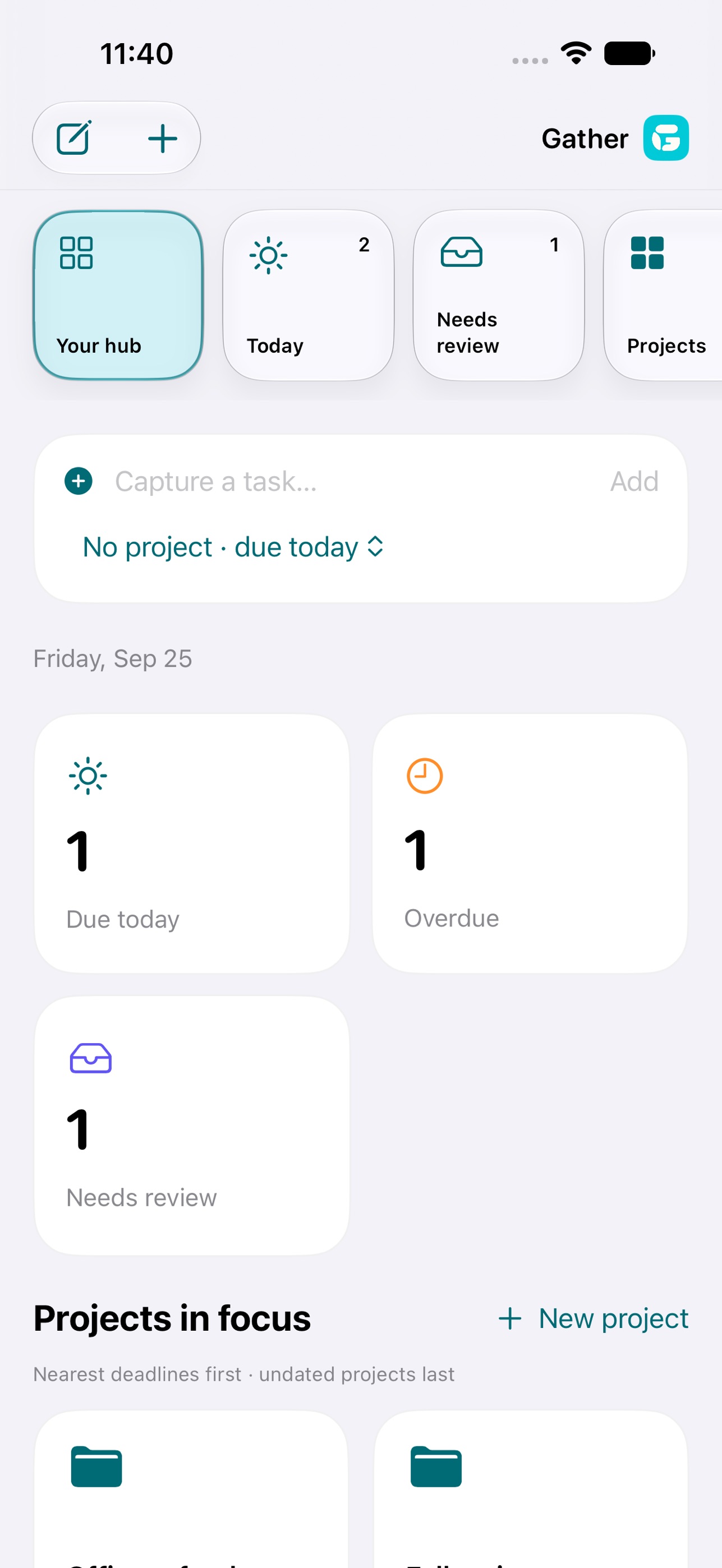 Screenshot 1 of Gather: Tasks & Notes
