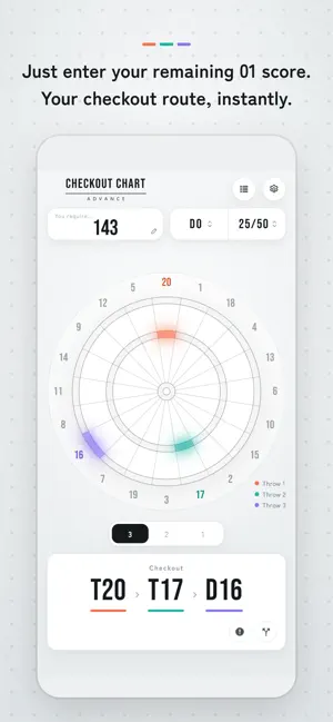 Checkout Chart Advance: Darts screenshot 1