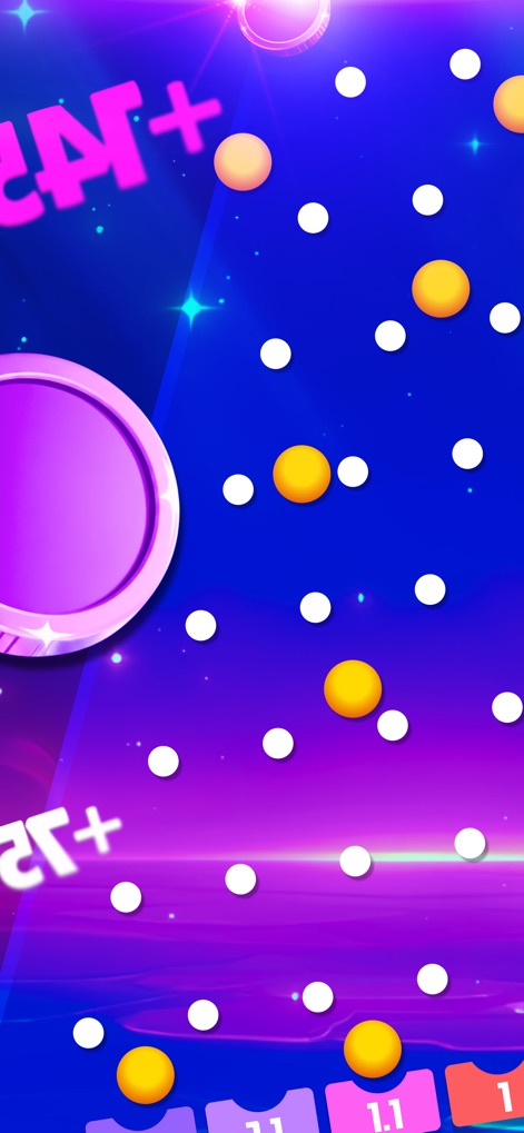 Drop Cost - O aplicativo oferece uma experiência visual vibrante, com moedas roxas flutuantes e esferas coloridas que representam o dinamismo das finanças. 