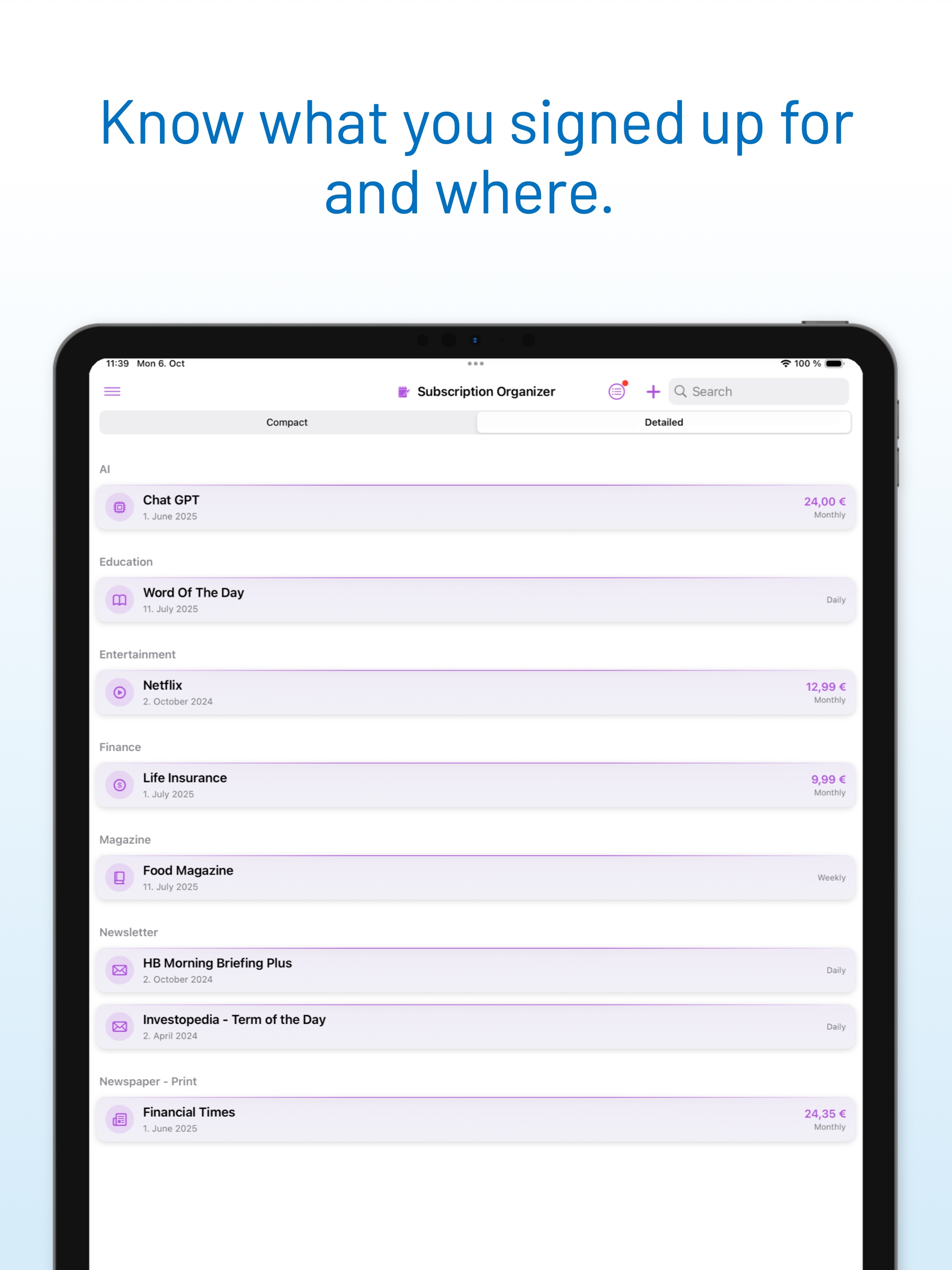 Subscription Organizer screenshot 12