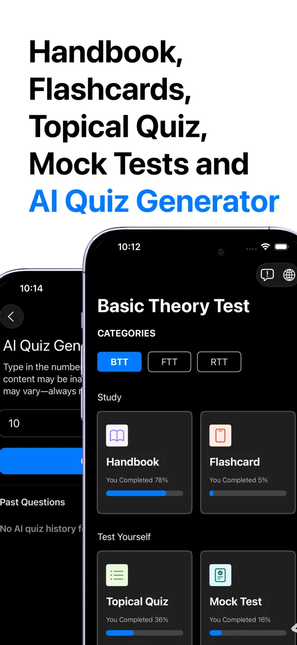 Screenshot #1 pour BTT, FTT, RTT - Theory Test SG