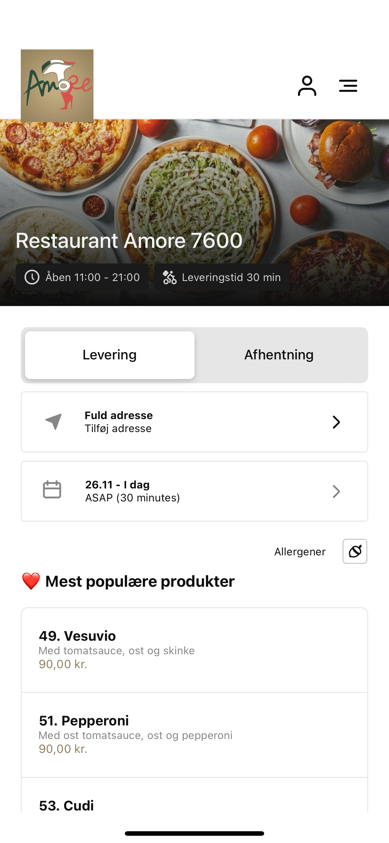 Restaurant Amore 7600 DK