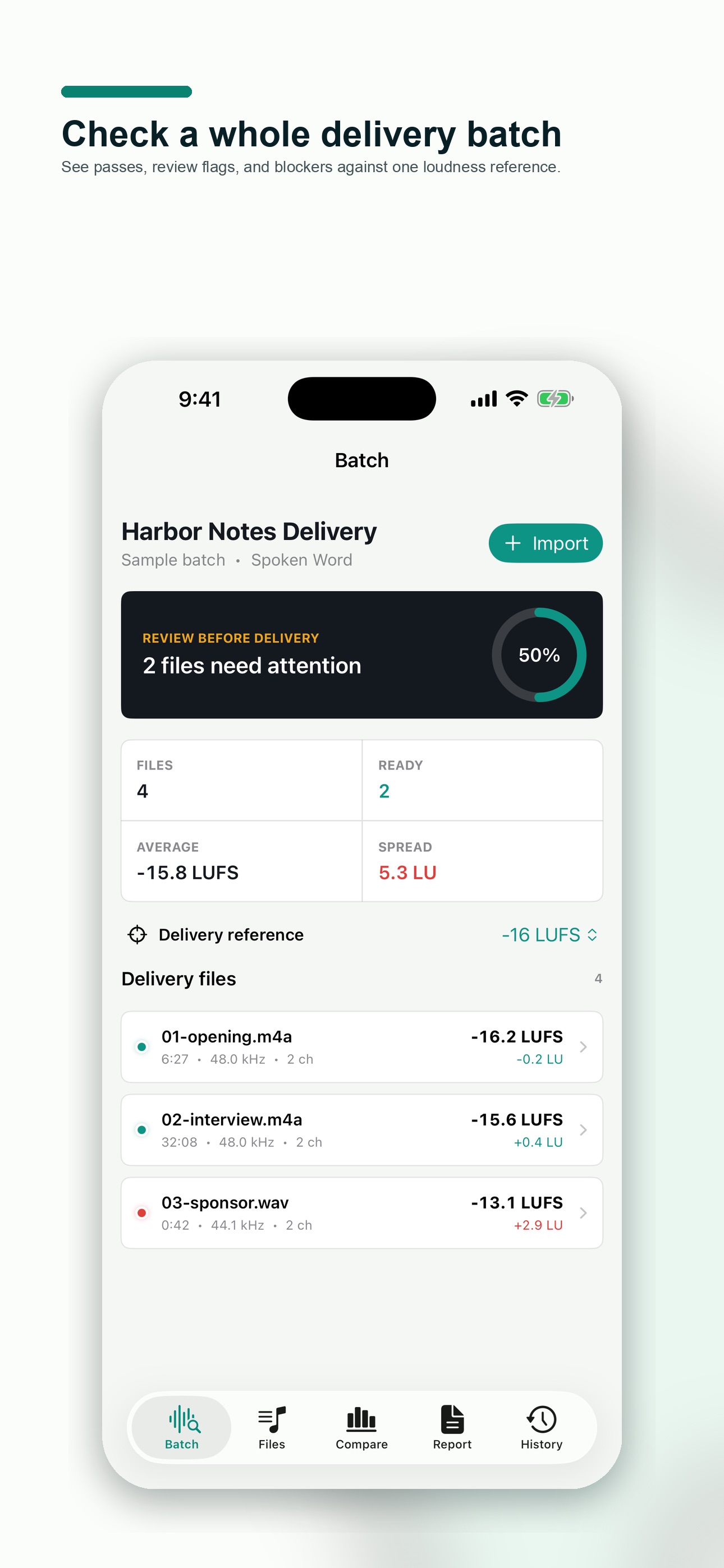 Screenshot 1 of Loudness Report Local
