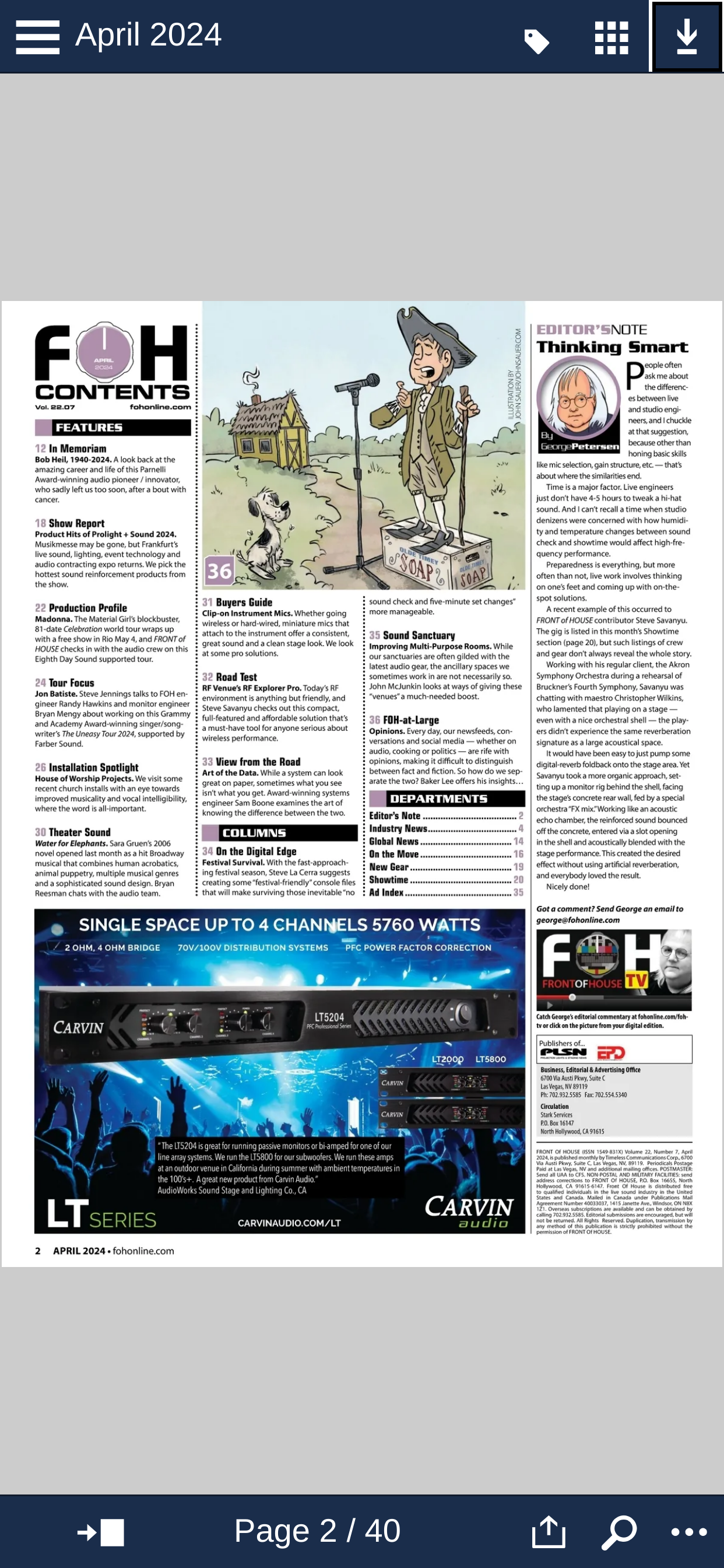 FRONT of HOUSE (FOH) Magazine