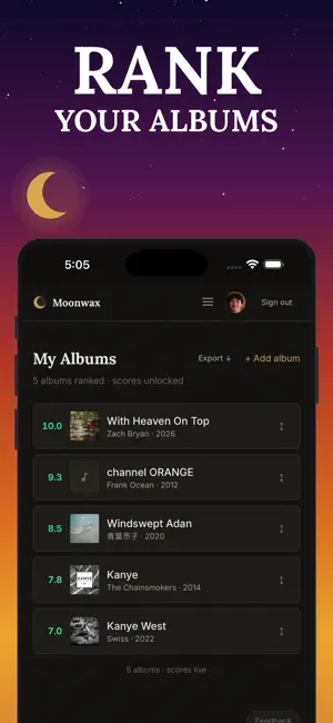 Moonwax - Music Ranking screenshot 1