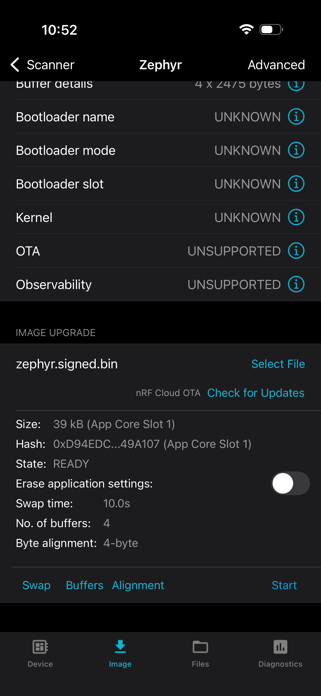 nRF Connect Device Manager Screenshot 3 of 4