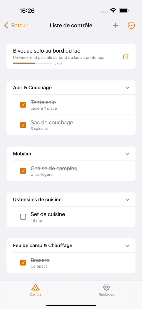 Screenshot #1 pour CampPack - Checklist Camping