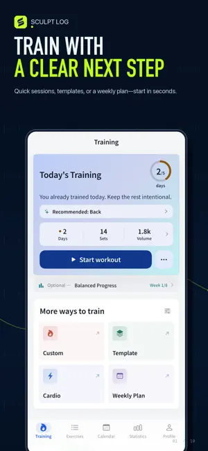 Sculpt Log:Gym Workout Tracker screenshot 1