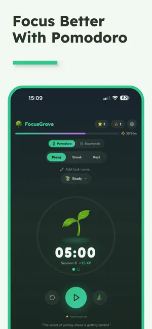 Focus Grove - Pomodoro Timer screenshot 1