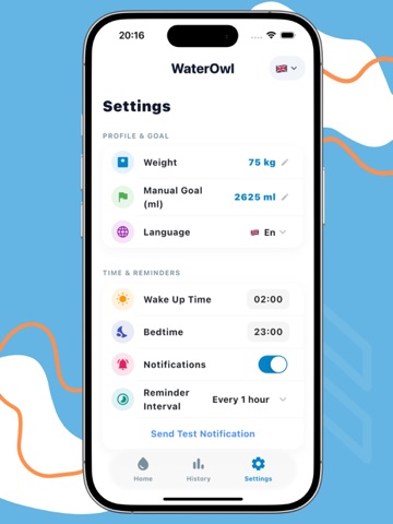 WaterOwl: Drink Water Reminder iPad screenshot